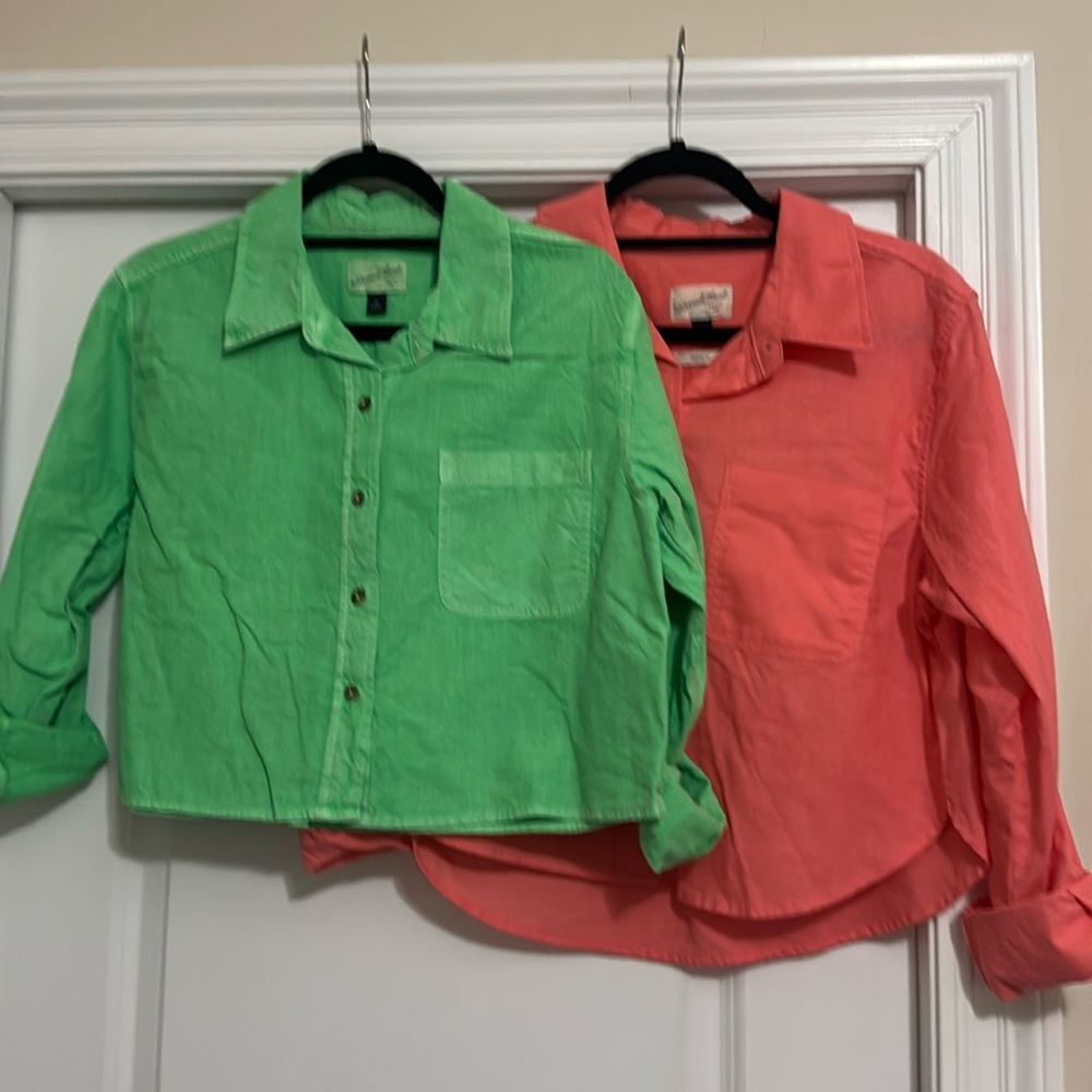 Universal Thread crop long sleeve cotton/ linen blend set of 2